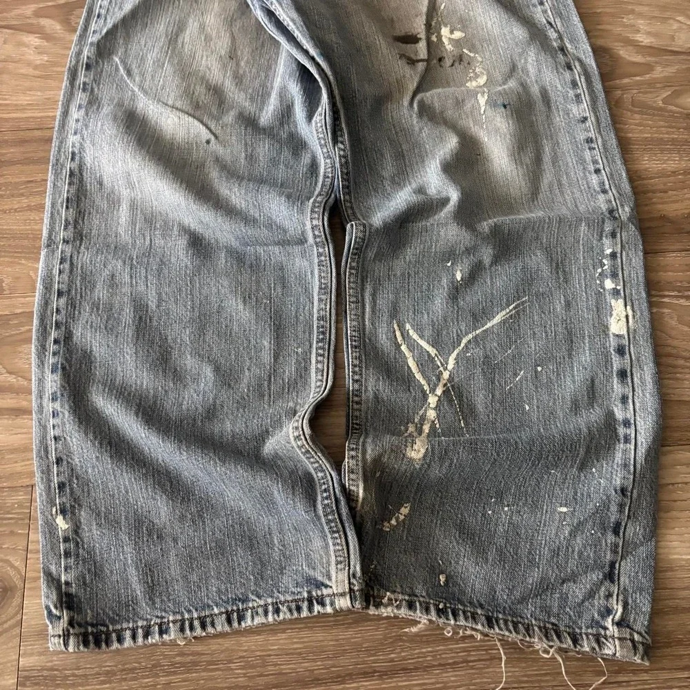 Vintage Y2K/2000s Baggy Levis 569 Light Wash Paint Skater Style Denim Jeans!